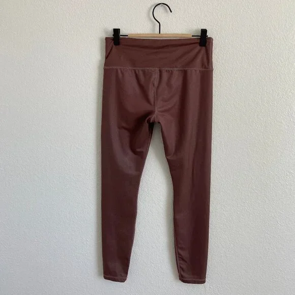 Athleta Elation Shimmer Tight Cinnamon Brown Pull On High Waist Leggings Small - Picture 3 of 9